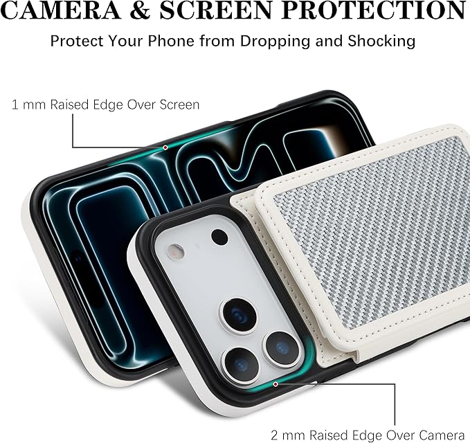 GUERNICA for iPhone 17 Pro (6.3") Case Wallet with Card Holder, RFID Blocking Leather Protection, Shockproof Women Men Phone Case for Apple 17 Pro, A - Silver White