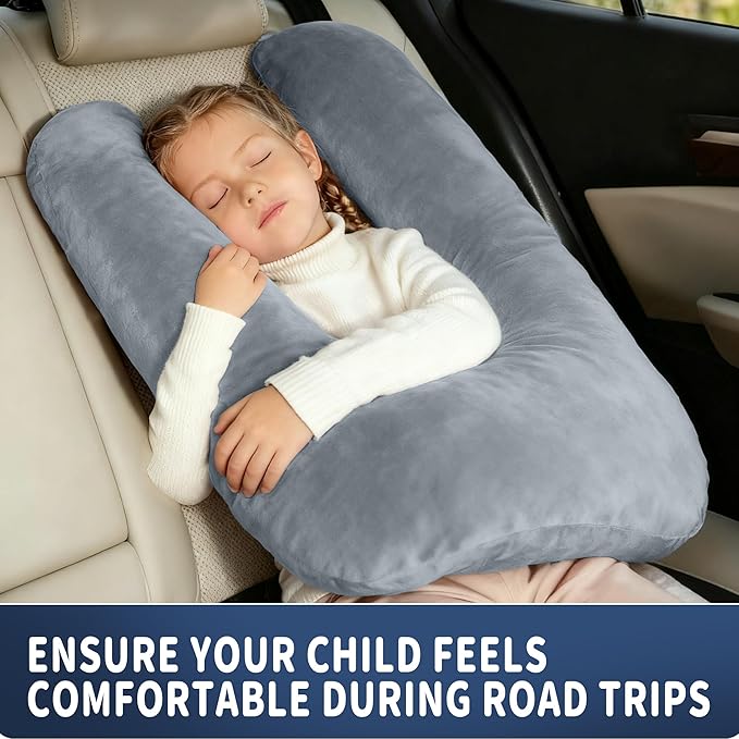 Car Pillow for Kids, Car Pillow, Travel Pillow Cushion for Car and Adults, Support Head and Neck on Road Trips, Blue