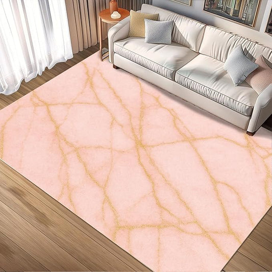 Abstract Marble Rug - 5x7 Area Rugs, Modern Art Rug, Luxury Marble Bedroom Rugs, Washable & Non Slip Carpet Home Decor
