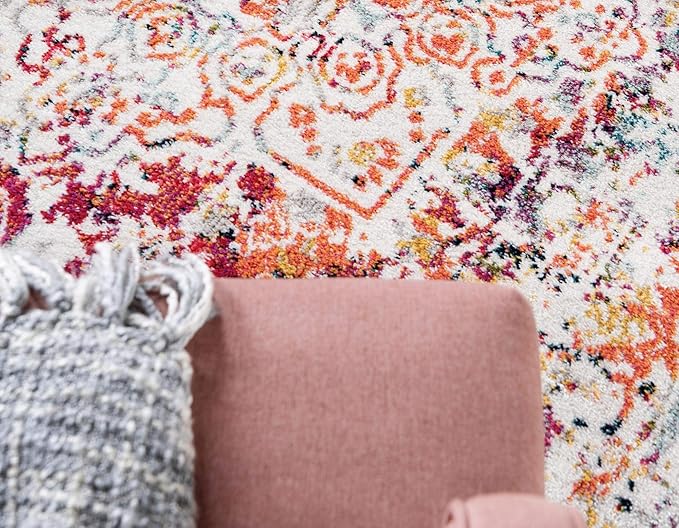 Rugs.com Arlington Collection Rug – 8 Ft Octagon Multi Medium-Pile Rug Perfect for Living Rooms, Kitchens, Entryways