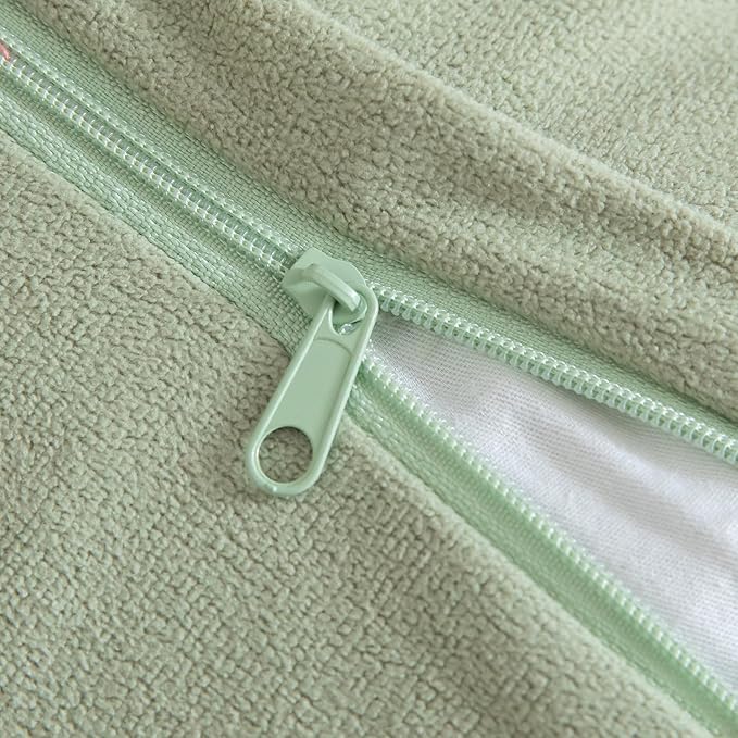 Yaertun Pack of 2 Faux Fur Throw Pillow Covers Decorative Sherpa Boucle Pillow Covers Fuzzy Soft Pillowcases Sheepskin Fleece Cushion Case for Couch Sofa Bed Living Room 12x20 Inch Sage Green