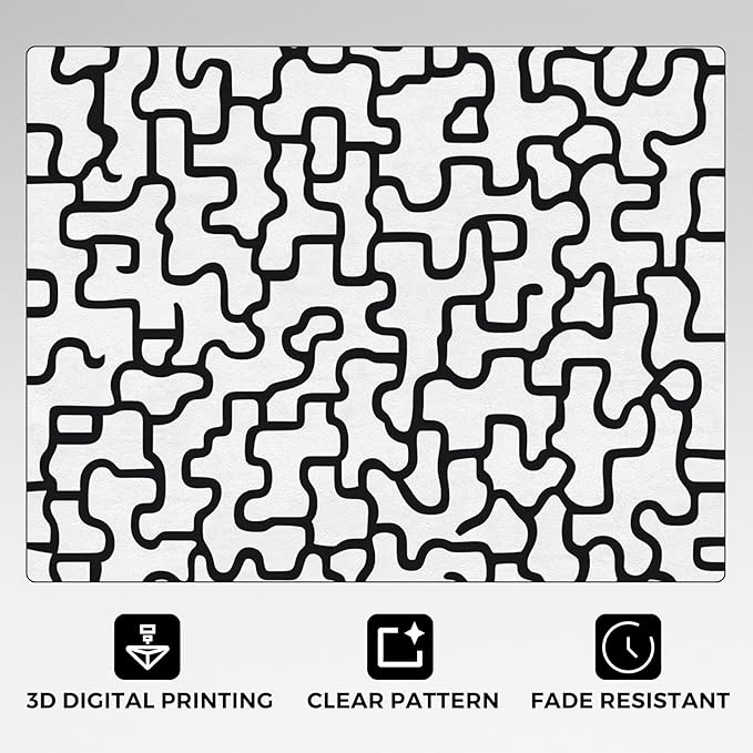 Abstract Geometric Rugs for Home Decor, 3x5 ft, Black and White Labyrinth Area Rugs for Living Room, Soft Non Slip Washable Modern Abstract Line Carpet Bedroom Decorations Dt-Ghf-31