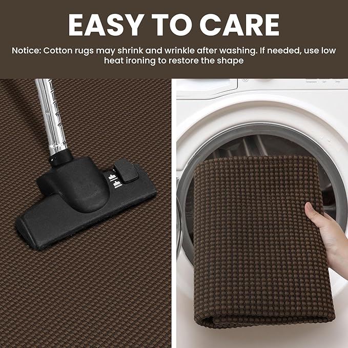 IOHOUZE Washable Area Rug 4x6 Non Slip Rubber Backed Woven Rugs for Entryway Indoor Bedroom Rugs Kitchen Rug Floor Throw Carpet for Entrance Front Door Living Room, Brown