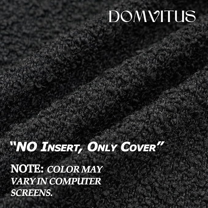 DOMVITUS Boucle Pillow Covers 20x20, Black Decorative Couch Pillows for Living Room, Throw Pillow Covers for Bedroom Chair Sofa Accent Couch Pillows Soft Cushion Case, 1PC