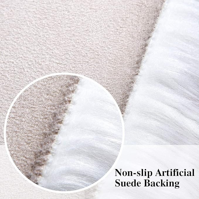 Softlife White Faux Fur Sheepskin Chair Cover 6 PCs Seat Cushion Pad Super Soft Area Rugs for Living Bedroom Sofa Dorm (1.6ft x 1.6ft)