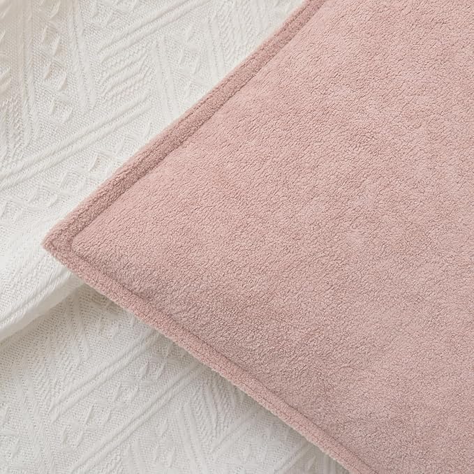 Kevin Textile Valentines Day Decorative Pillow Covers Light Pink 12x20 Inch Pack of 2 Soft Boucle Textured Waterproof Lumbars Cushions Elegant Accent Pillows for Couch Sofa Chair Bed Home