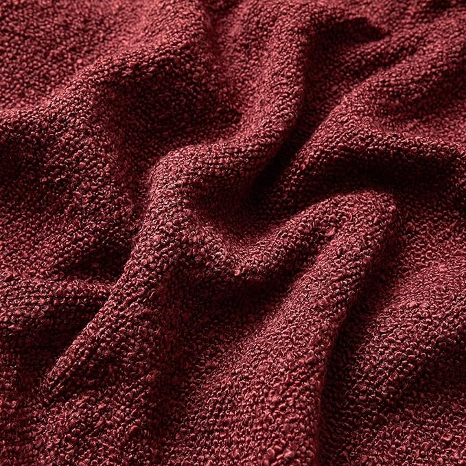 JUSPURBET 22x22 Throw Pillow Covers Set of 2 Decorative Pillow Covers for Couch Sofa Bed Cozy Boucle Textured Cushion Covers Cases with Invisible Zipper for Living Room Home Decor,Burgundy