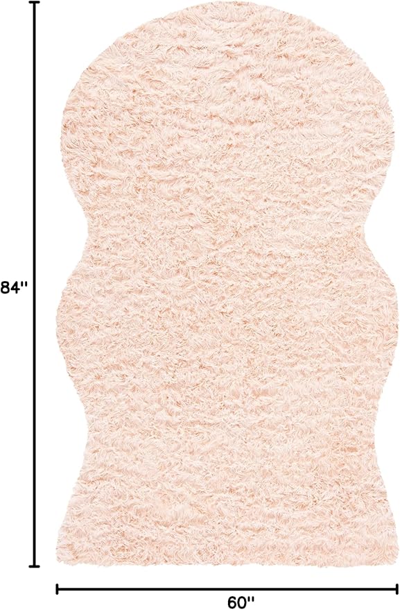 SAFAVIEH Faux Sheep Skin Collection Area Rug - 5' x 7', Light Pink, Silken Glam Design, Non-Shedding & Easy Care, 2.35-inch Thick Ideal for High Traffic Areas in Living Room, Bedroom (FSS115U)