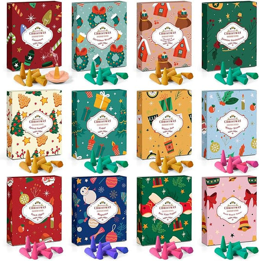 STRN Incense Cones - 120 Scented Incense Cones 12 Scents, Cinnamon Jasmine Sandalwood, Variety Packs for Home Fragrance, Office, SPA, Bathroom