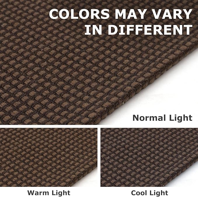 IOHOUZE Washable Runner Rug 3x8 Non Slip Rubber Backed Wide Hallway Runner Entryway Runner Indoor, Kitchen Rugs Woven Floor Carpet for Hall Entrance Bedroom, Brown