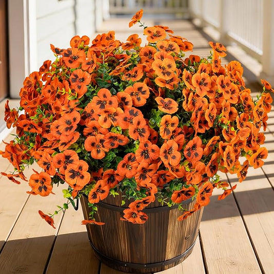 Artificial Flowers, 24 Bundles, Decorative Bouquets for Home, Wedding, Garden, Office Decor (Orange)