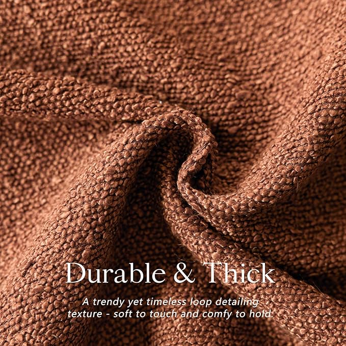 Foindtower Decorative Textured Boucle Throw Pillow Covers Accent Solid Pillow Cases Neutral Soft Cozy Couch Cushion Case for Chair Sofa Bedroom Living Room Home Decor 18x18 Inch,1PC,Burnt Orange Hazel