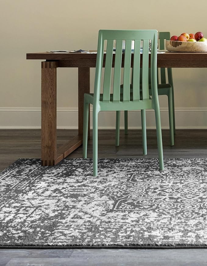 Rugs.com Arlington Collection Rug – 6' x 9' Dark Grey Medium-Pile Rug Perfect for Living Rooms, Large Dining Rooms, Open Floorplans