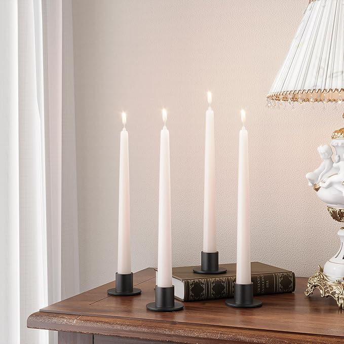 12 Pcs Black Candle Holders Bulk - Elegant Taper Candle Holders, Classic Candlestick Holders for Table Centerpiece, Festive Christmas Mantel Display or Sophisticated Home Decor