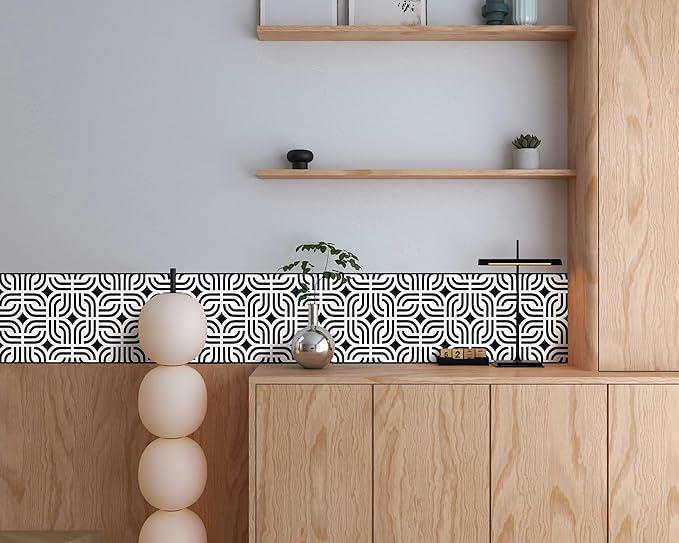 FLFK Wallpaper Border - Black and White Peel and Stick Wall Borders Decal Trim Geometric Pattern 10" x 240"