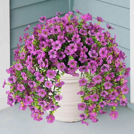 INQCMY 2Pcs Artificial Fake Hanging Flowers for Outdoors UV Resistant Artificial Plants for Spring Summer Decor Look Real Faux Flowers for Outside Home Planter Porch Patio Decor