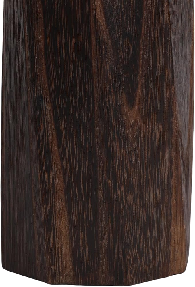 Handcrafted Natural Wood Vase | Eco-Friendly Home Decor | Unbreakable Rustic Flower Vase for DIY Painting | 9.5" Wooden Decorative (Rhombus Shallow-Fired)