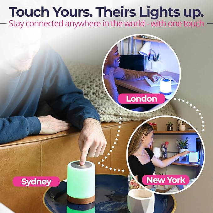 LuvLink Friendship Lamp v2.0 - Long Distance WiFi Touch Lamps for Couples, Friends & Family | Stay Connected from Anywhere – Easy App Setup – No Subscription (Set of Two)