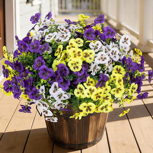 Artificial Flowers, 24 Bundles, Decorative Bouquets for Home, Wedding, Garden, Office Decor (3 Multicolor)