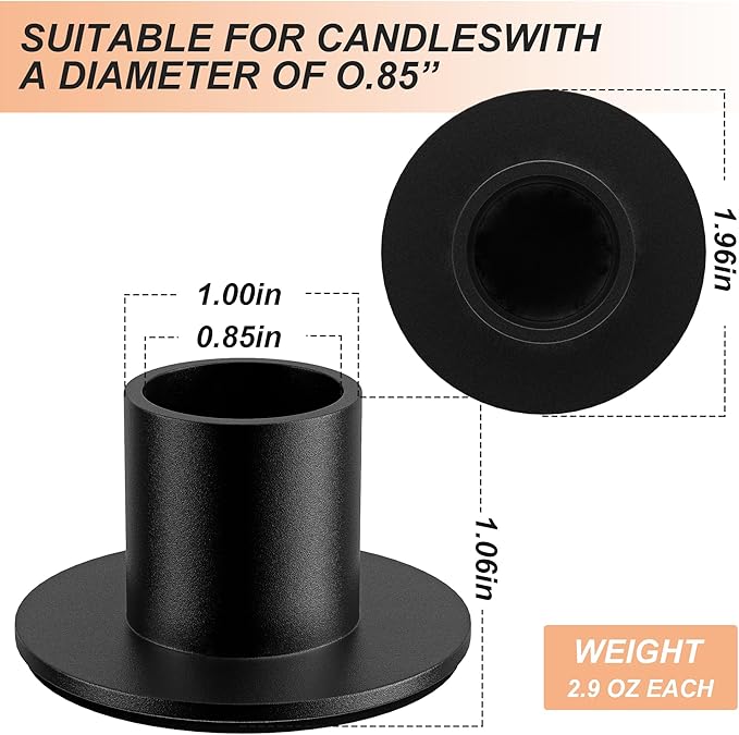 6 Pcs Black Candle Holder - Elegant Taper Candle Holders, Classic Candlestick Holders for Table Centerpiece, Festive Christmas Mantel Display or Sophisticated Home Decor