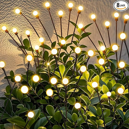 Solar Firefly Lights Outdoor, 8 Pack, Warm White, Swaying, Waterproof, Garden Decor for Yard Patio Pathway Lawn, Gardening Gifts