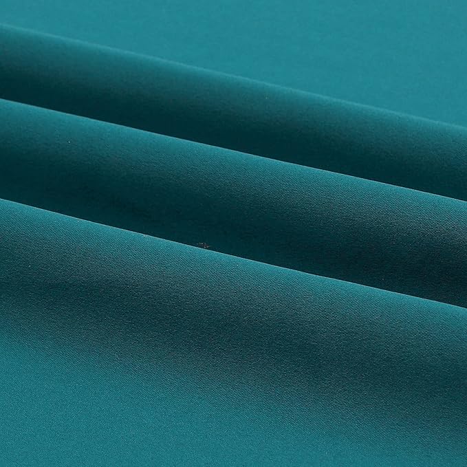 DUALIFE Teal Blackout Curtains Solid Color Eyelet Top Bedroom Curtains Thermal Grommet Light Blocking Room Darkening Window Panels/Drapes for Living Room 2 Panels Set 52 x 45 inches