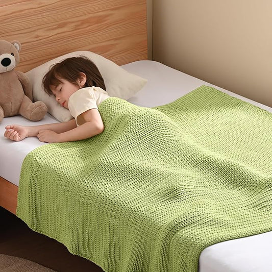 Guohaoi Knitted Weighted Blanket Kids (Light Green 40"x60" 10lbs) No Beads Cooling Heavy Blanket, Home Decor Breathable Chunky Knit Throw Blanket for All-Season Use