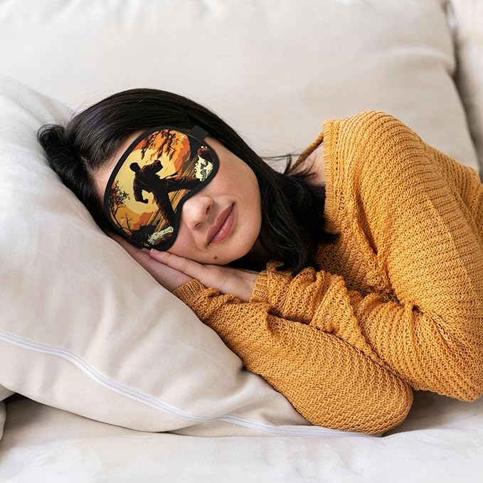Karate Men Blackout Sleep Mask for Unisex, Soft Satin Eye Cover with Elastic Strap, for Travel, Nap, Yoga