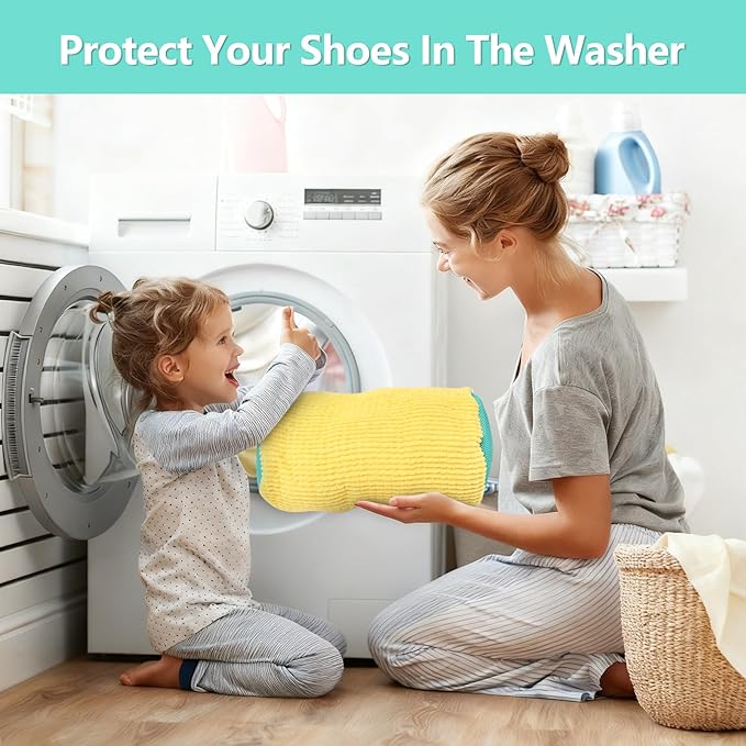 Shoe Washing Machine Bags 2Pcs, Shoe Cleaning Bag, 5-Size Laundry Bags- Reusable Washer & Dryer Safe for All Sneakers/Boots Machine Washable Laundry Kit
