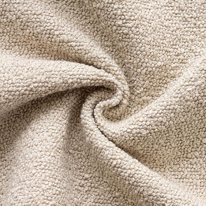 Woaboy Pack of 2 24x24 Inch Decorative Boucle Throw Pillow Covers Textured Square Pillowcaes Accent Euro Solid Cozy Soft Cushion Covers Home Decor for Sofa Couch Living Room Home Decor,Neutral