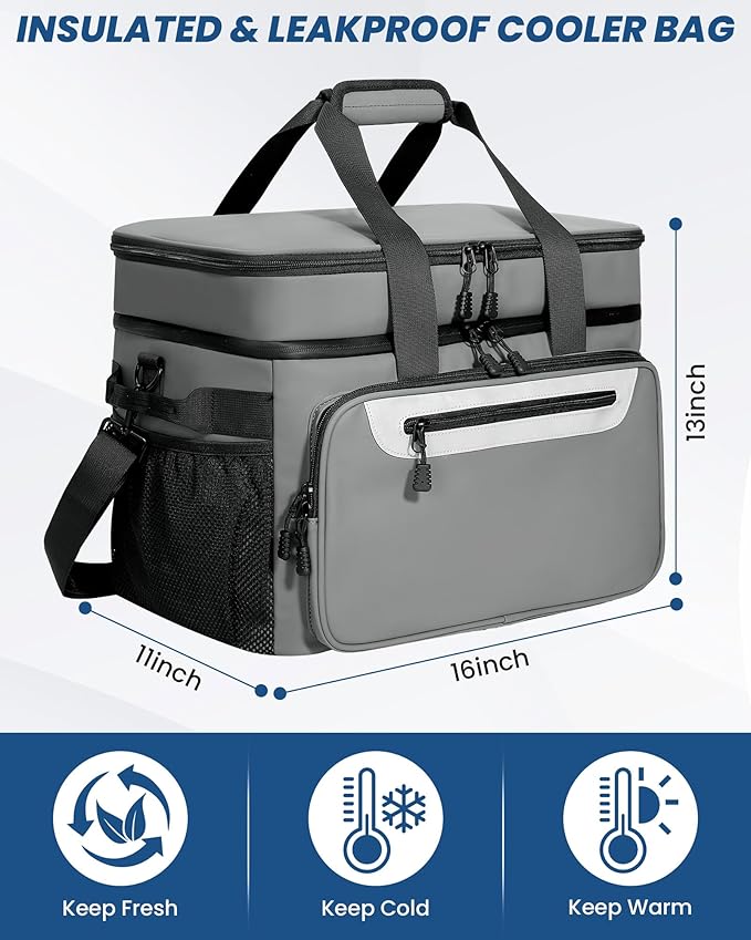 Cooler Bag for Camping, Portable Waterproof Cooler Bags, 32L Insulated Lunch Bag for Picnic, Beach, Trip