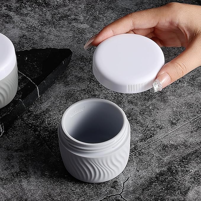 Travel Containers for Toiletries, Silicone Cream Jars BPA-Free, TSA Approved 3oz Travel Size Containers, Leak-proof Portable Size Silicone Jars with Lid for Face Hand Body Cream (4 Pack)