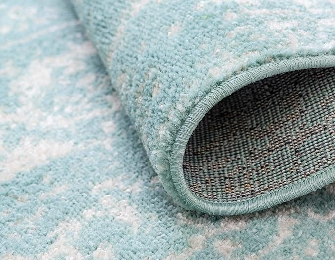 Rugs.com Arlington Collection Rug – 12 Ft Runner Aqua Medium-Pile Rug Perfect for Hallways, Entryways