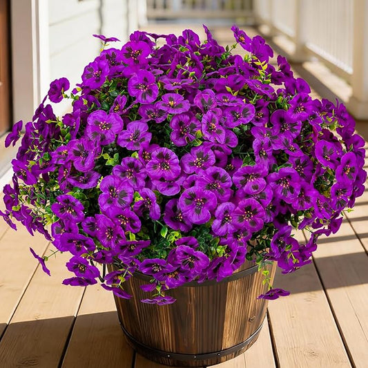Artificial Flowers, 24 Bundles, Decorative Bouquets for Home, Wedding, Garden, Office Decor (Light Purple)