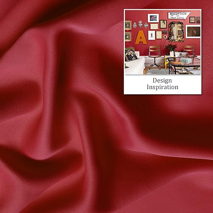 DUALIFE Christmas Red Blackout Curtains for Bedroom 84 Inches Long Room Darkening Thermal Insulated Curtain Panels with Grommet Top Window Drapes for Living Room 42x84 Inch Length