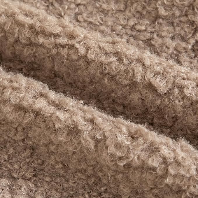 Yaertun Pack of 2 Faux Fur Throw Pillow Covers Decorative Sherpa Boucle Pillow Covers Fuzzy Soft Pillowcases Sheepskin Fleece Cushion Case for Couch Sofa Bed Living Room 22x22 Inch Khaki