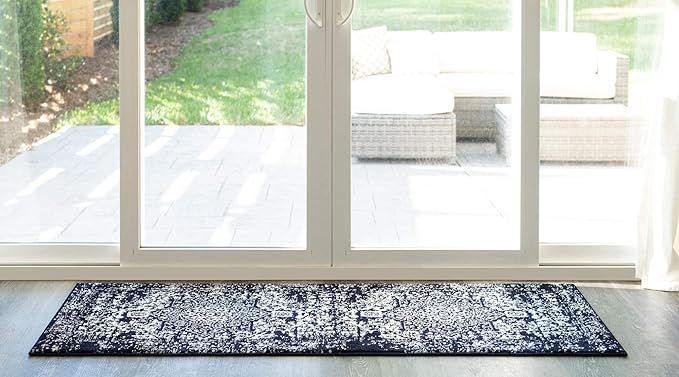 Rugs.com Arlington Collection Rug – 6 Ft Runner Navy Blue Medium-Pile Rug Perfect for Hallways, Entryways