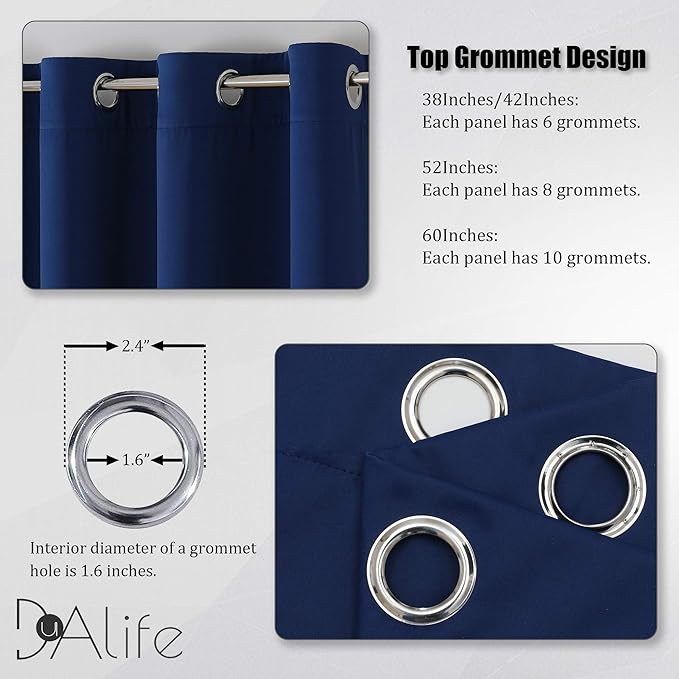 DUALIFE 2 Panels Vertical Curtains for Window, Doorway Curtain Room Drapes 120 Inch Length 60 Inch Wides, Privacy Curtains for Patio Sliding Door(Navy, 10ft Tall x 5ft Wide)