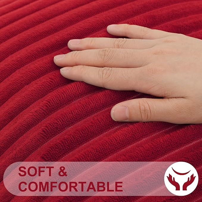 Simmore Decorative Throw Pillow Covers 16x16 Set of 2, Soft Natural Plush Flannel Double-Sided Fluffy Couch Pillow Covers for Sofa Living Room, Red