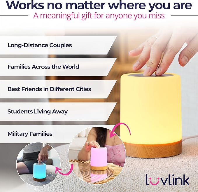 LuvLink Friendship Lamp v2.0 - Long Distance WiFi Touch Lamps for Couples, Friends & Family | Stay Connected from Anywhere – Easy App Setup – No Subscription (Single)