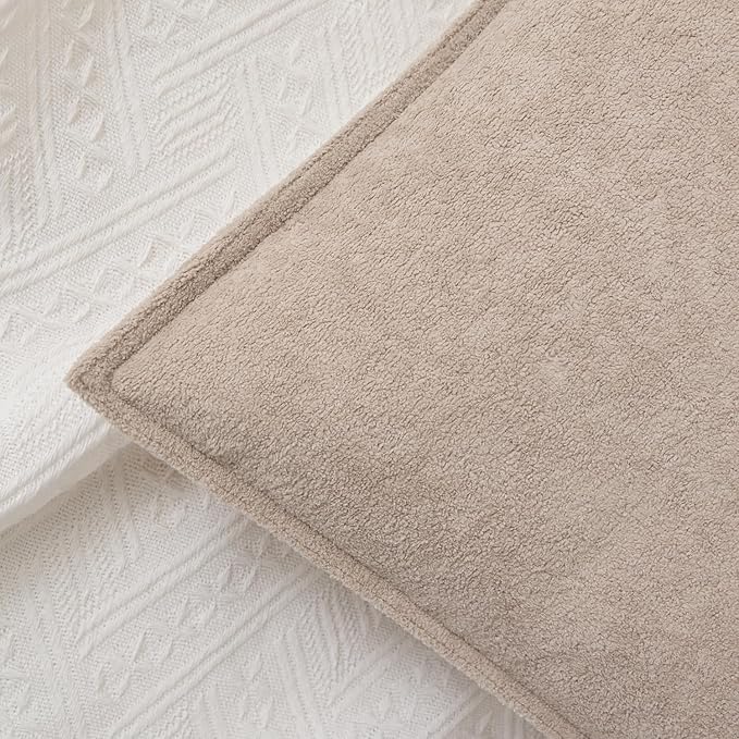 Kevin Textile Waterproof Decorative Pillow Covers Khaki 16x16 Inch Pack of 2 Soft Boucle Textured Throw Pillowcases Elegant Accent Pillows for Couch Sofa Chair Bed Home Decor Indoor Outdoor