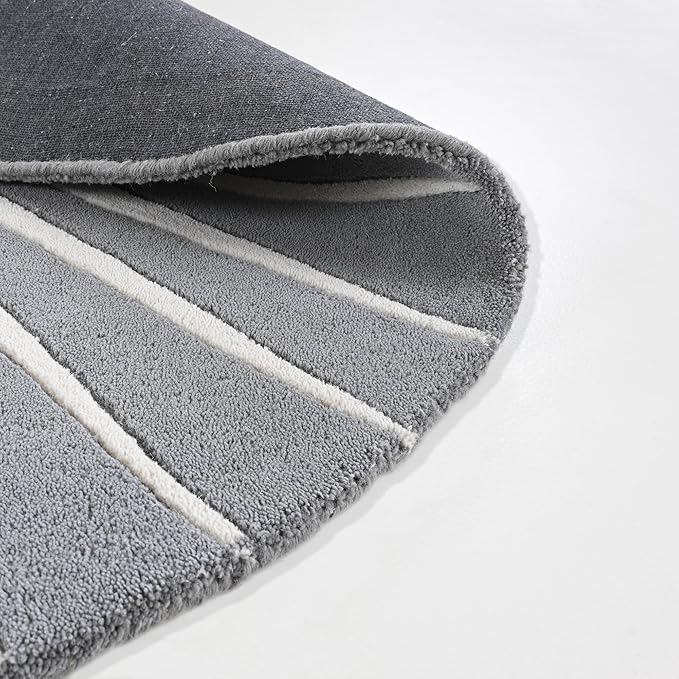 Modern Round Area Rug – Hand-Tufted with 100% NZ Wool, Thick & Soft Circular Carpet for Living Room, Bedroom & Dining Room Decor (Grey, 8' Round)