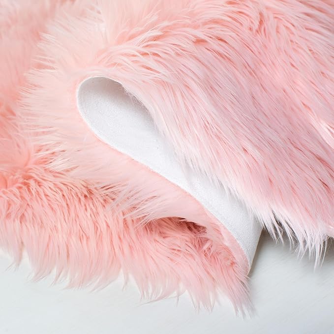 SAFAVIEH Faux Sheep Skin Collection 2' x 3' Pink FSS235G Silken Glam 2.35-inch Thick Accent Rug