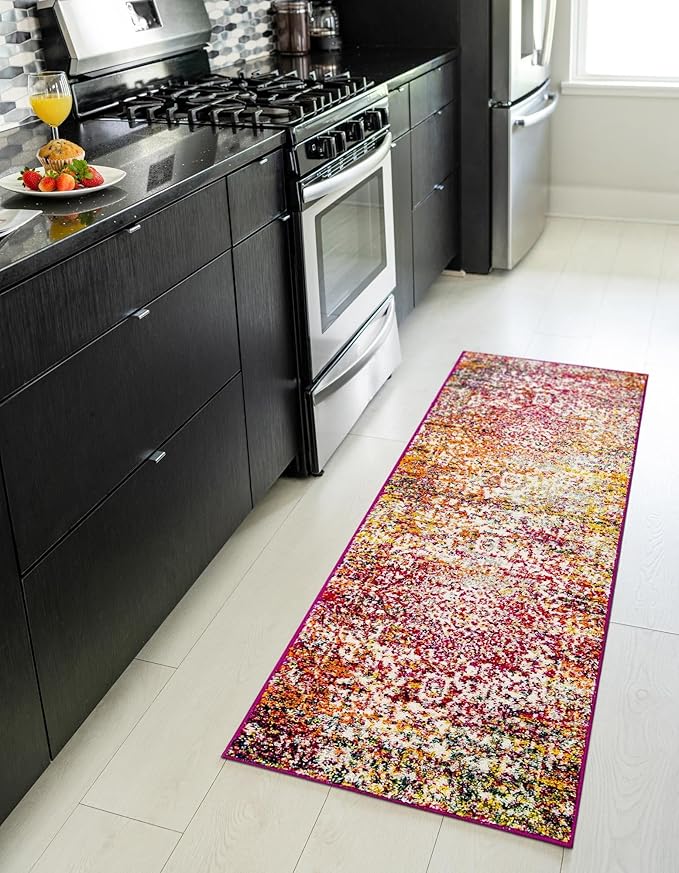 Rugs.com Arlington Collection Rug – 13 Ft Runner Multi Medium-Pile Rug Perfect for Hallways, Entryways