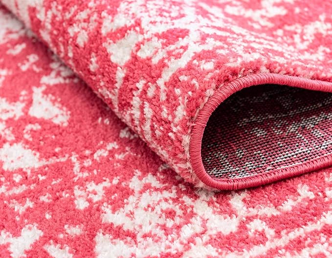 Rugs.com Arlington Collection Rug – 8 Ft Runner Pink Medium-Pile Rug Perfect for Hallways, Entryways