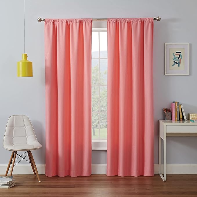 ECLIPSE Kendall Modern Blackout Thermal Rod Pocket Window Curtain for Bedroom or Living Room (1 Panel), 42 x 95, Coral