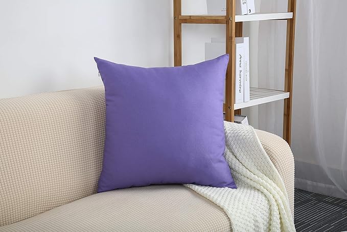 TangDepot Handmade Decorative Solid 100% Cotton Canvas Throw Pillow Covers/Pillow Shams, (24" x24" , Violet, 1 Count (Pack of 1))