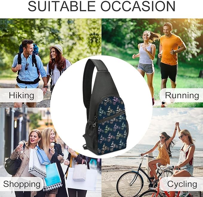 SWEET TANG Casual Sling Backpack Chest Shoulder Crossbody Backpacks, Unbalance Gym Funny Sack, Motocross Dirt Bike Black, Satchel Travel Bag Outdoor Hiking Daypack for Men Women