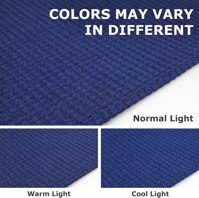 IOHOUZE Washable Runner Rug 2x7 Non Slip Runners for Hallways Entryway Runner Indoor, Kitchen Rugs Woven Cotton Floor Carpet for Kitchen Hall Entrance Bedroom, Royal Blue/Navy