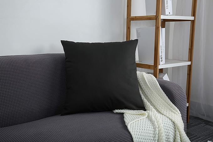 TangDepot Handmade Decorative Solid 100% Cotton Canvas Throw Pillow Covers/Pillow Shams, (28"x28", Charcoal Gray)